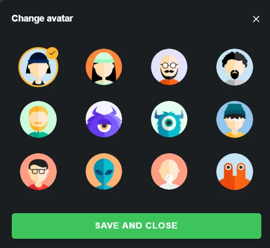 MegaBlock avatar selection screen shown during account setup