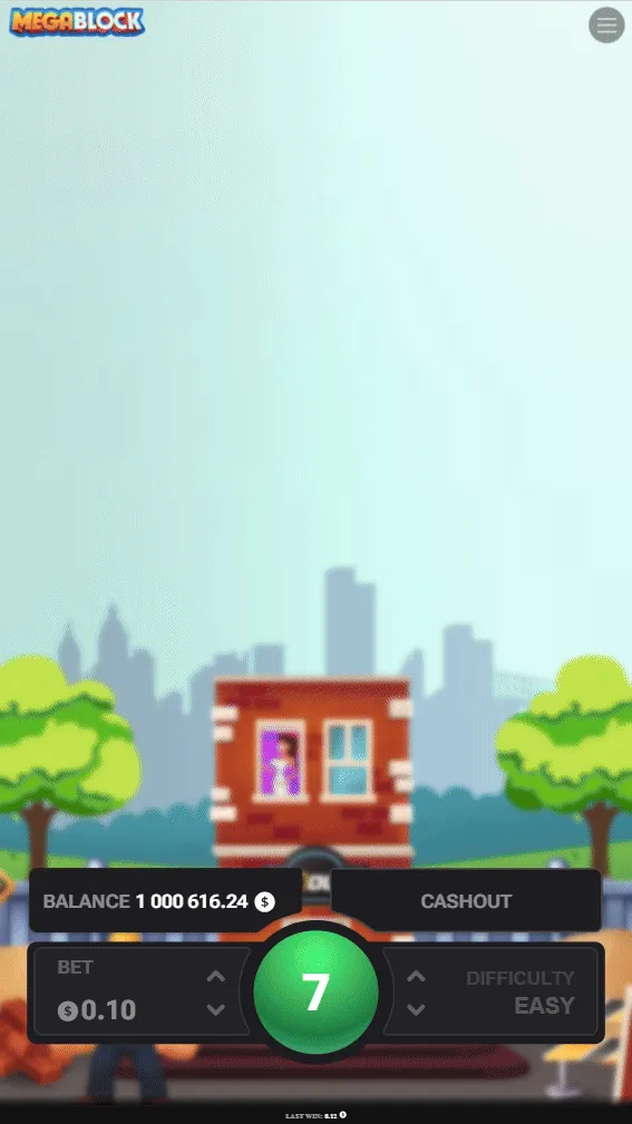 Animated MegaBlock gameplay on mobile — blocks stacking and tumbling