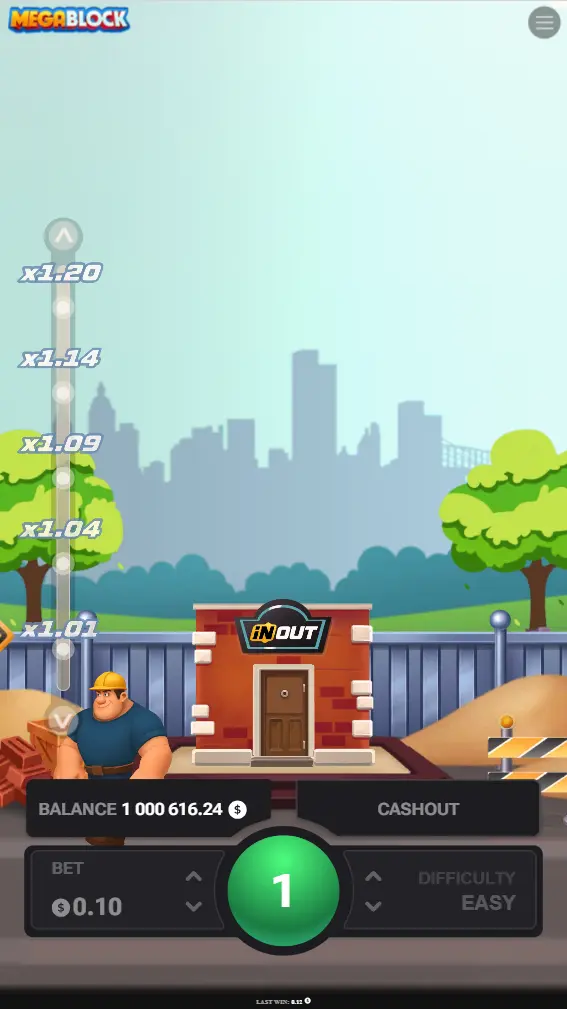 MegaBlock mobile start screen on a smartphone